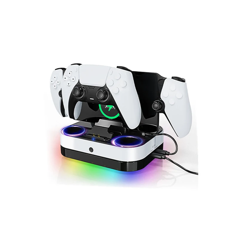 For PS5 Portal Game Console Base P5 Gamepad Charging Base Charging With Dazzling Color RGB Lights Simple And Easy To Use Durable