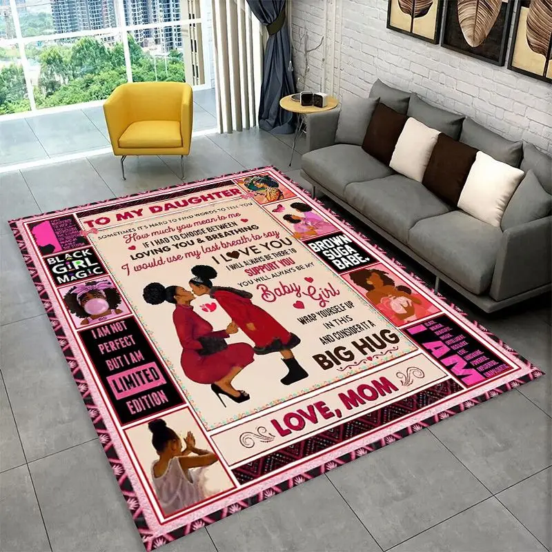 Gift Thanks To My Daughter Letter Present Large Area Rug Non-slip Durable Carpet for Bedroom Living Room Sofa Doormat Home Decor
