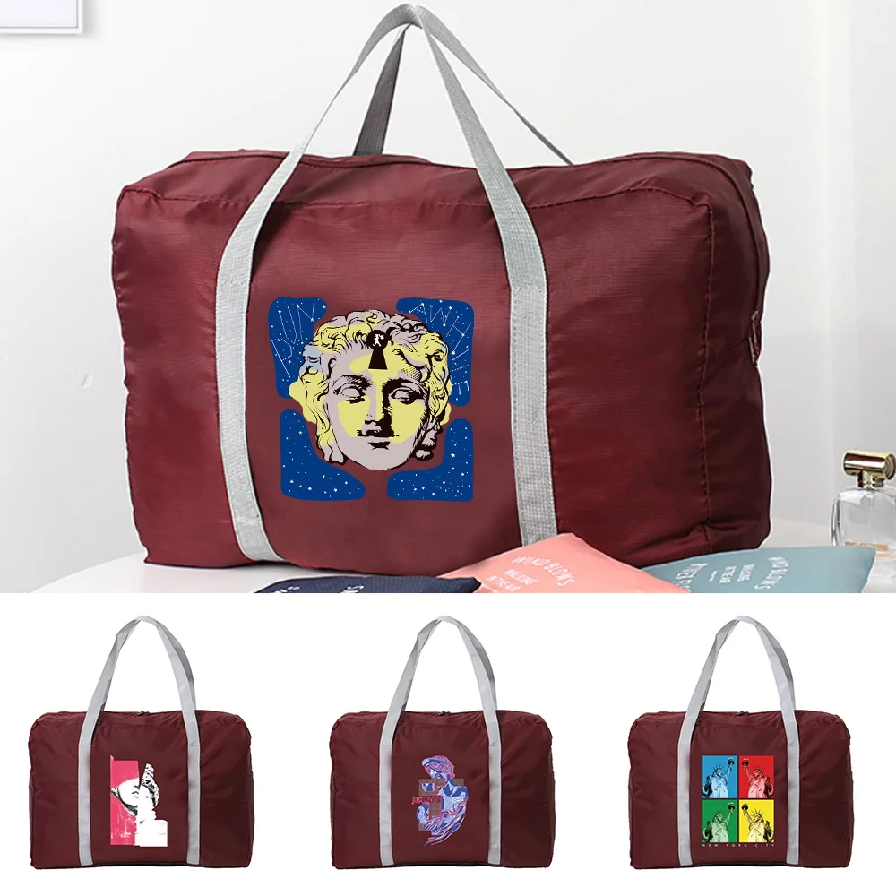 Sculpture Pattern Printing Large Capacity Portable Travel Bag Unisex Travel Accessories Foldable Portable Storage Bag.