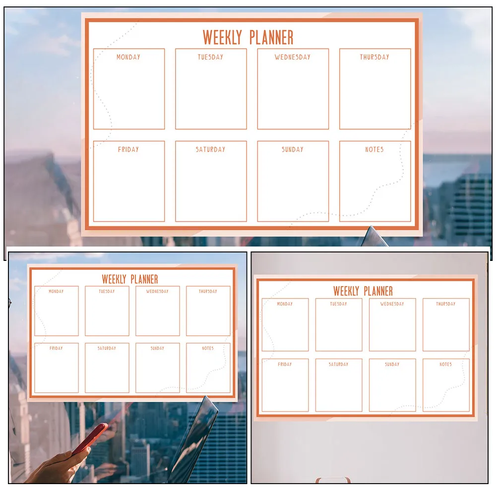 Reusable Self-Adhesive Weekly Whiteboard Planner Dry Erase Weekly Calendar Whiteboard for Home Wall Decor Dry Erase Calendar