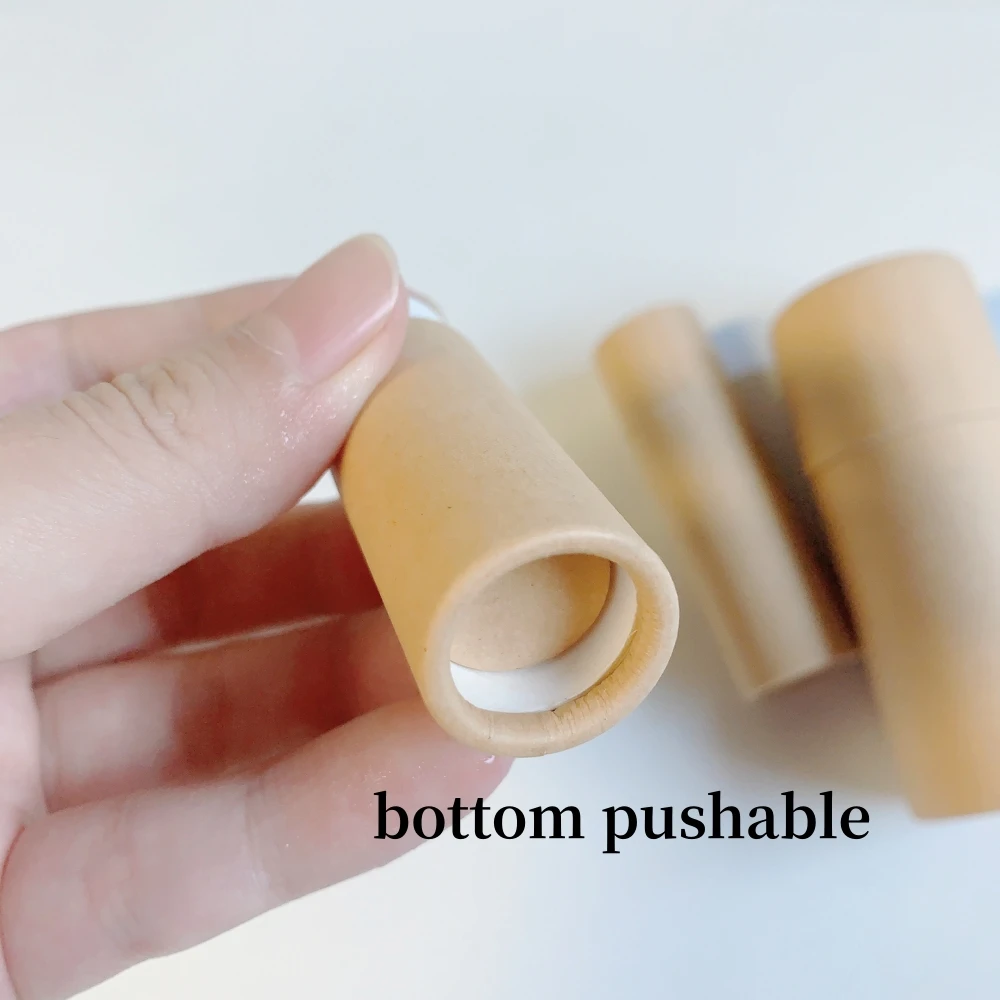 50PCS  Kraft Paper Push Up Tubes Biodegradable Cardboard Cosmetic Cylindrical Packaging Lip Balm Deodorant Container