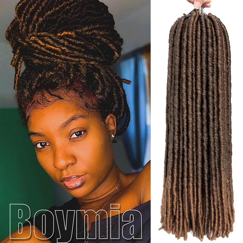 Straight Faux Locs Crochet Hair Braiding Dreadlocks Extension Pre-Looped Blonded Synthetic Braids for Afro Women BOYMIA