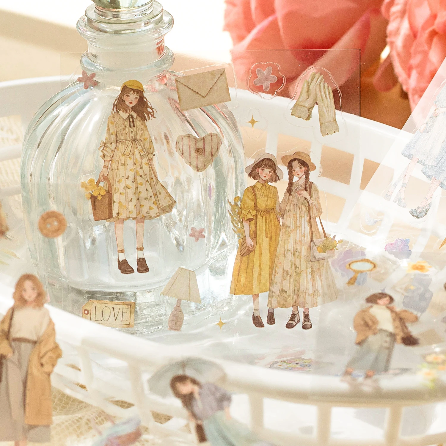 Card Lover 20 Pcs [Roaming Beauty Series] Cartoon Journal Stickers PET Sticker Paper Scrapbooking Material Scrapbook Kit