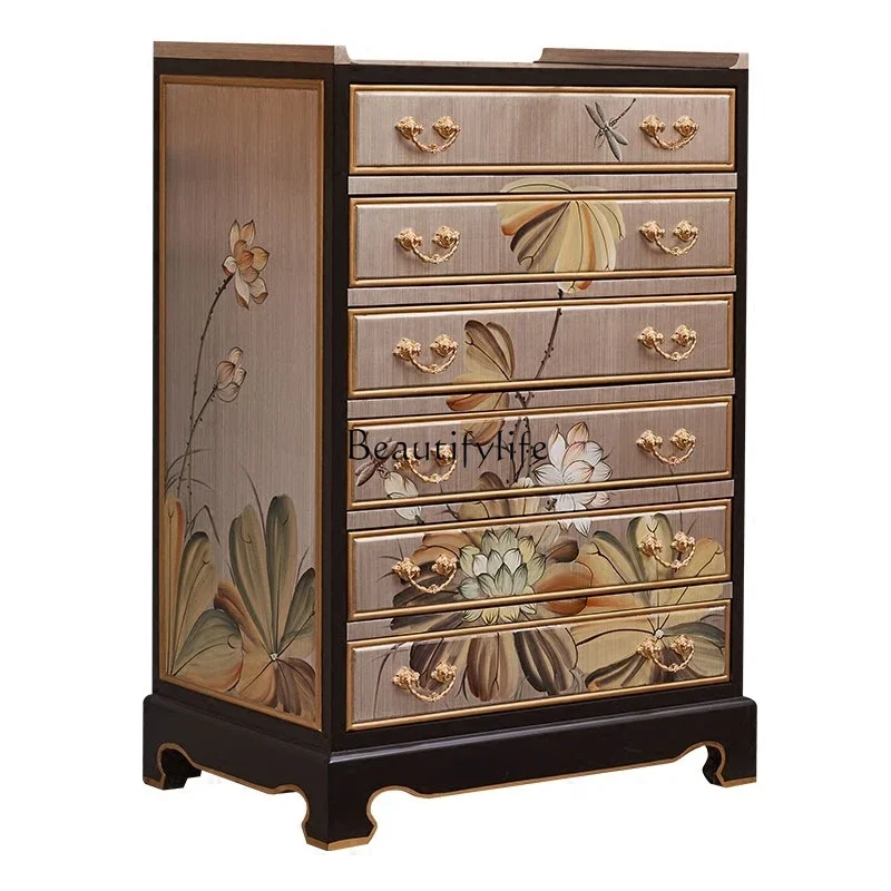 

ls 04Modern new Chinese American chest, neoclassical painted bedroom storage and storage decorative cabinet