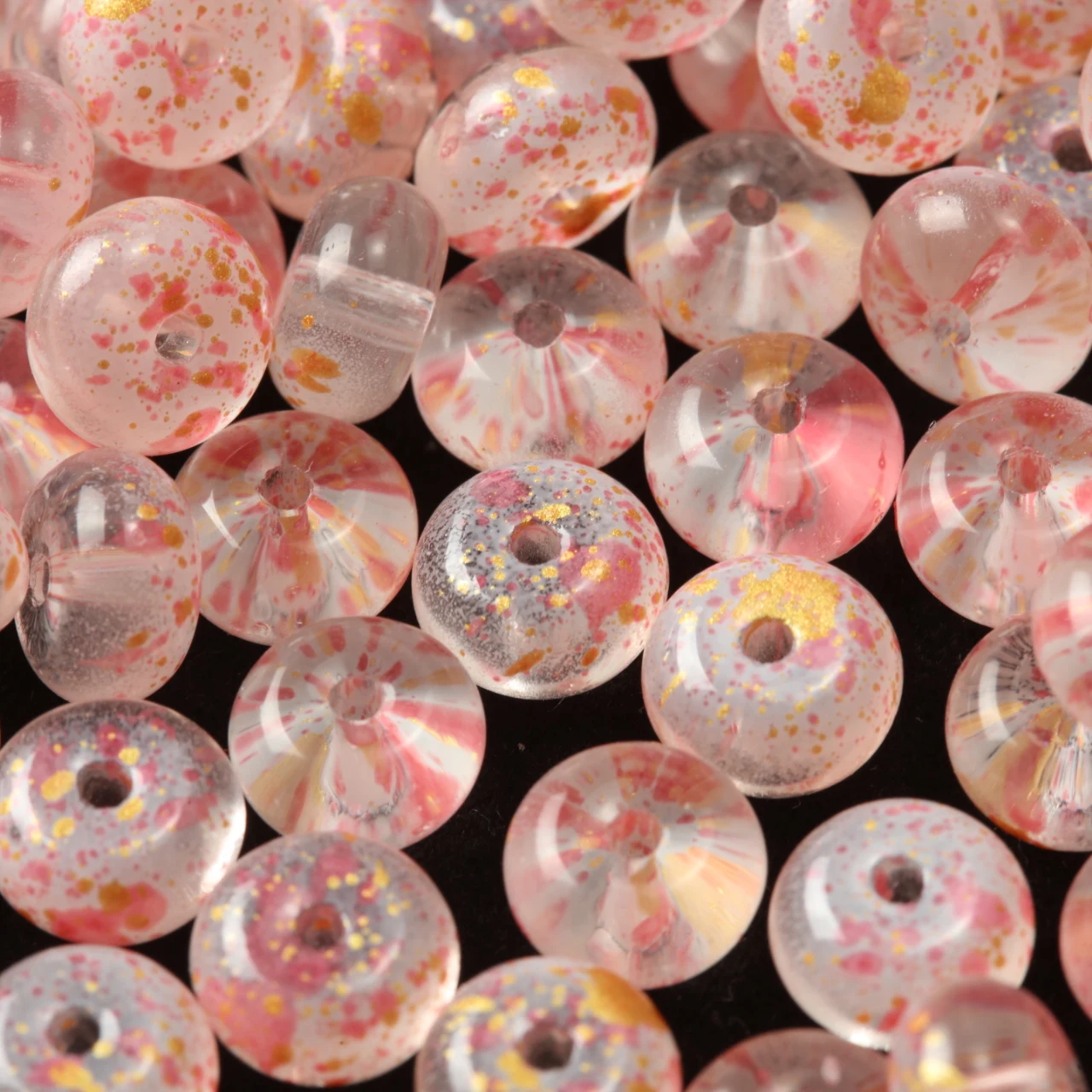 12 Colors Transparent Gold Sprinkling Abacus Glass Beads Spacer Beads for Jewelry Making DIY Necklace Bracelet
