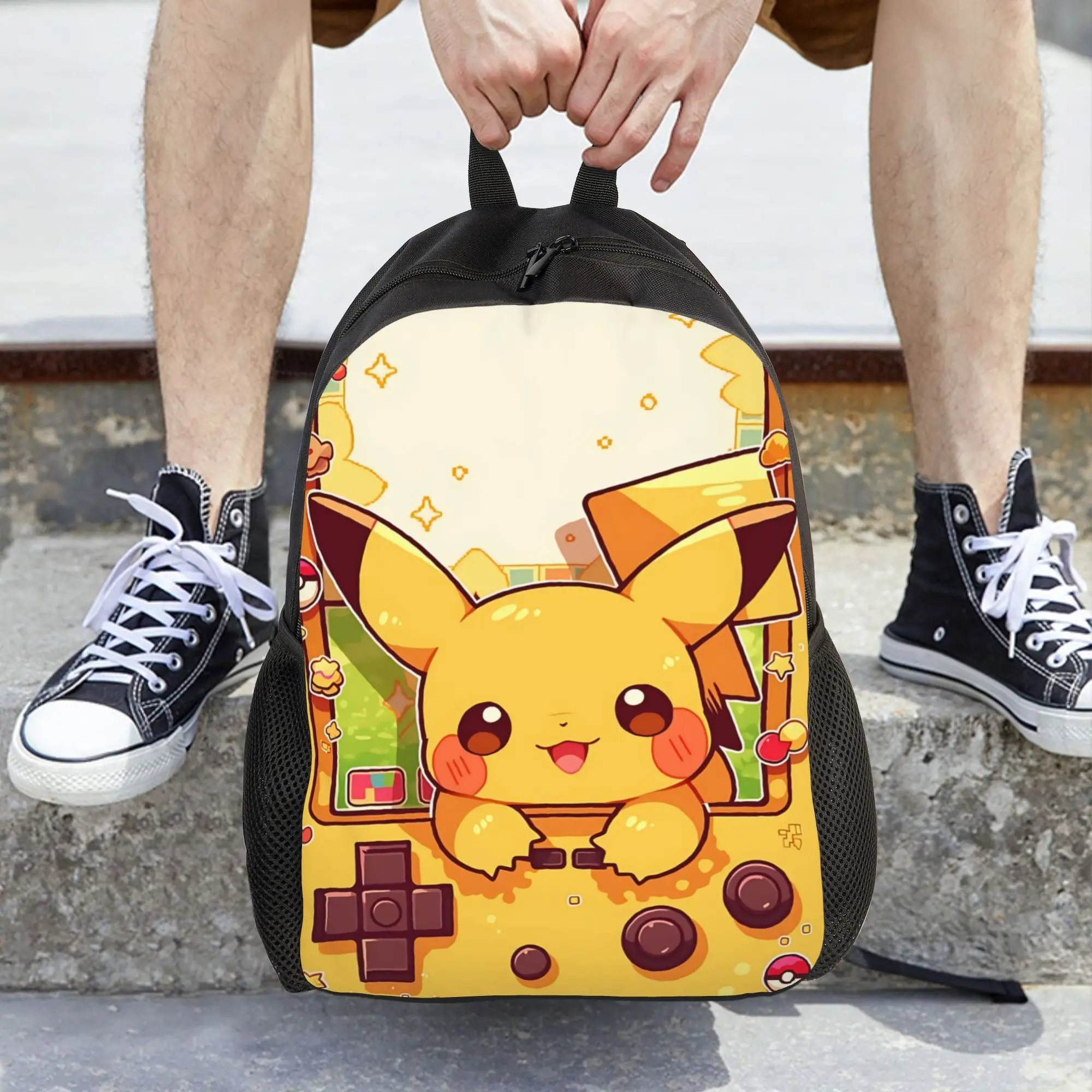 Fashion Cartoon Pokemon Theme Backpack ita bag Pikachu Meme mochila Light Travel Sturdy Shoulder Rucksack