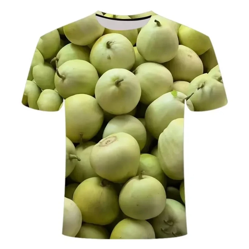 Fashion Men\'s Creative T-shirt Vegetables and Fruits Trendy Short Sleeve Hip Hop Personalized O-Neck Comfortable Short Sleeve