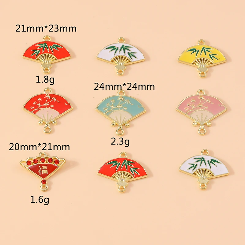 20 Stück niedliche bunte Emaille-Blumenfächer-Anhänger-Verbinder für die Herstellung von Armbändern, Halsketten, DIY-Handwerksarbeiten, Schmuckzubehör – Detail 8