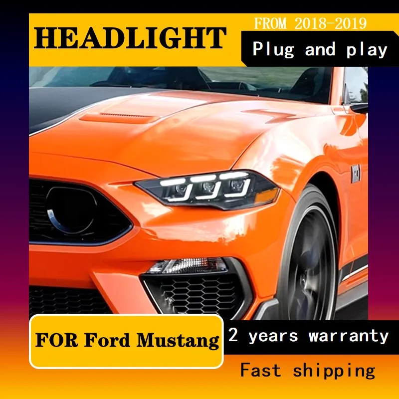 

Автостайлинг для передней фары Ford Mustang 2017-2022 фары Mustang DRL сигнал поворота Дальний свет ангельский глаз проектор