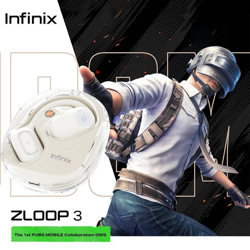 سماعات أذن Infinix ZLOOP 3 للألعاب المفتوحة لـ PUBG Bluetooth 5.3 45ms الكمون المنخفض 30H عمر البطارية AI ENC إلغاء الضوضاء