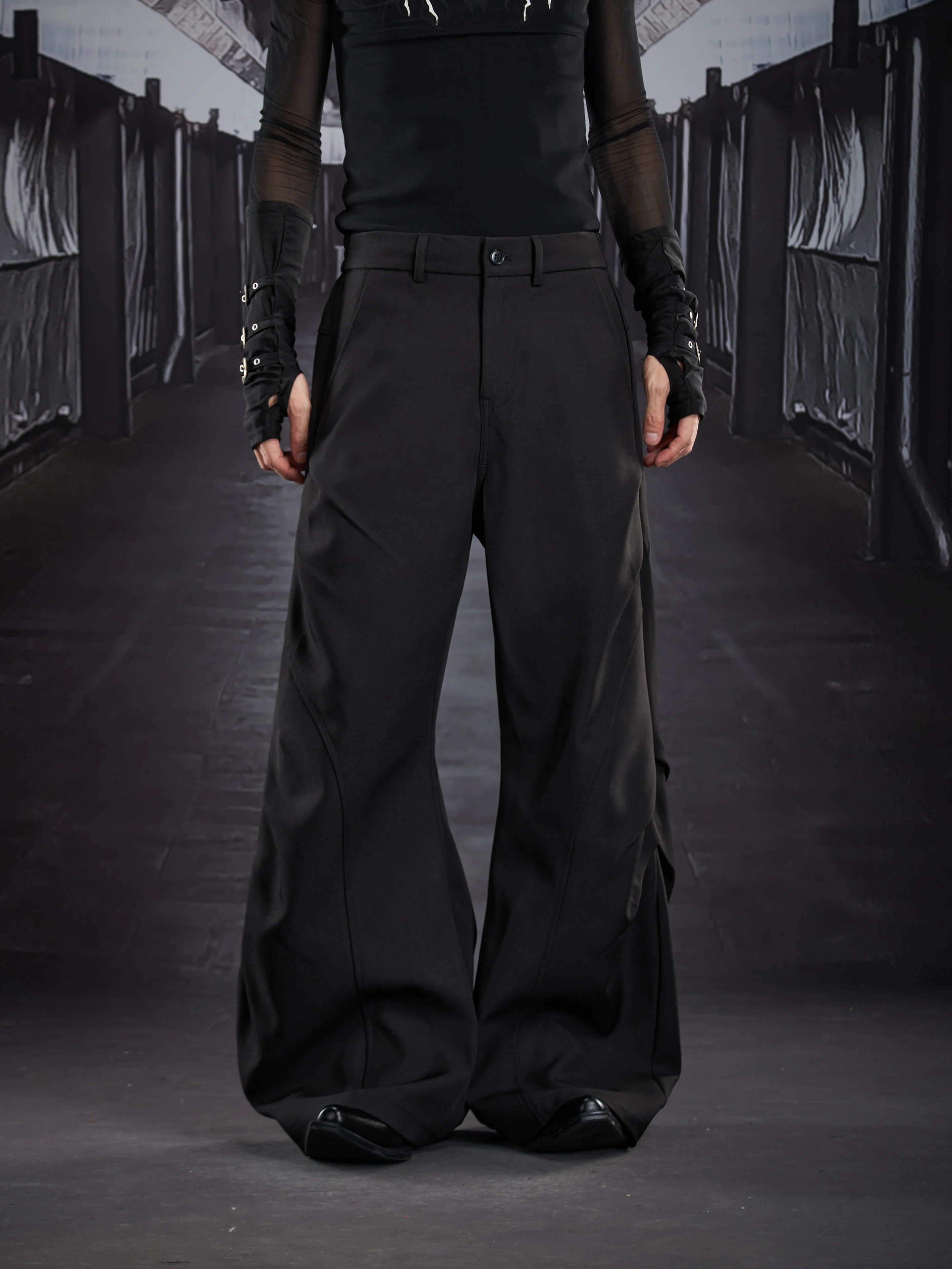 Special-Interest Design 12-Way Pinch Pleated Version Super Good-Looking All-Matching Loose Micro-Flared Suit Pants