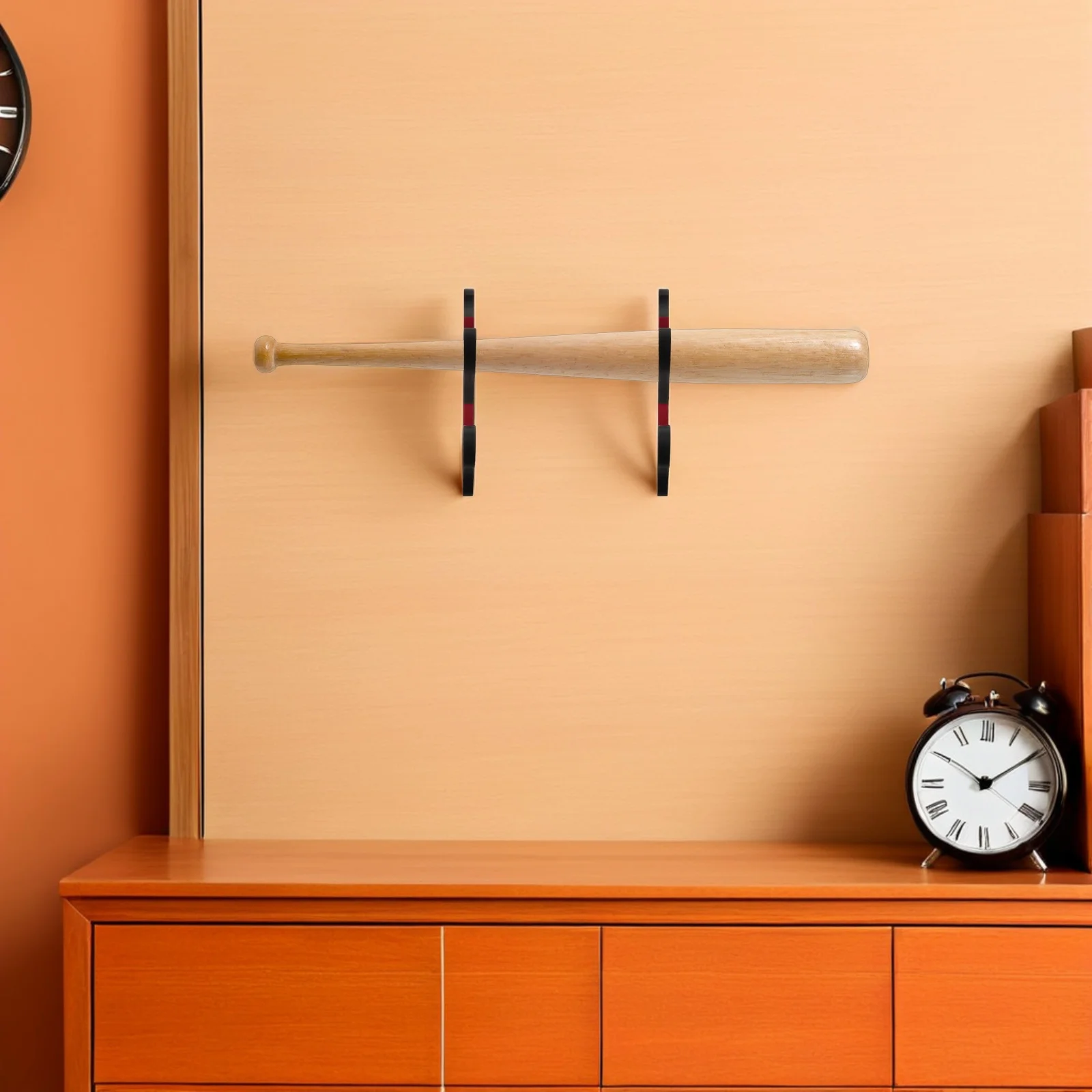 ที่แขวนไม้เบสบอลติดผนัง 2 ชิ้น ชั้นวางโชว์แบบแนวนอน ที่แขวนไม้เบสบอลแบบแข็งแรง สำหรับเก็บของในห้องเล่นเกม