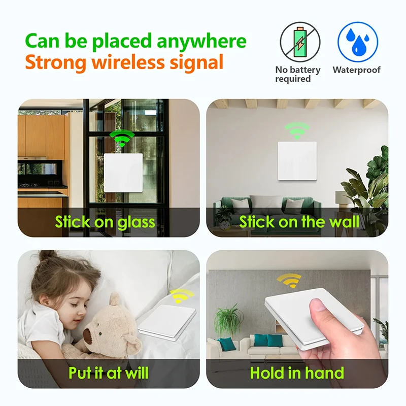 RF433Mhz self-powered Wireless Wall Switch No Battery Required Install wireless remote control lamp 110v-220v new sensor at will