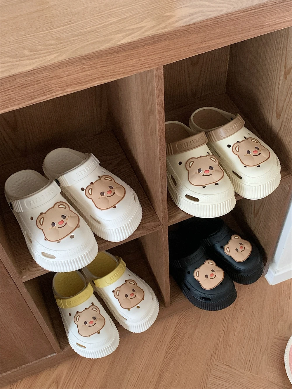 Women Garden Shoes Sandals Summer Slippers Soft And Cute Little Bear Hole Shoes Thick Soles Fashionable Beach Shoes For Women