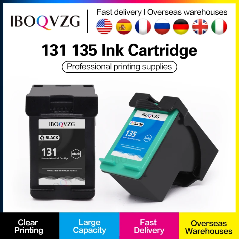 

IBOQVZG 2x совместимый с HP 131 135 для hp 131 135xl для принтера HP Deskjet 460 5740 5940 6520 6540 2570 5743 5943 с полными чернилами