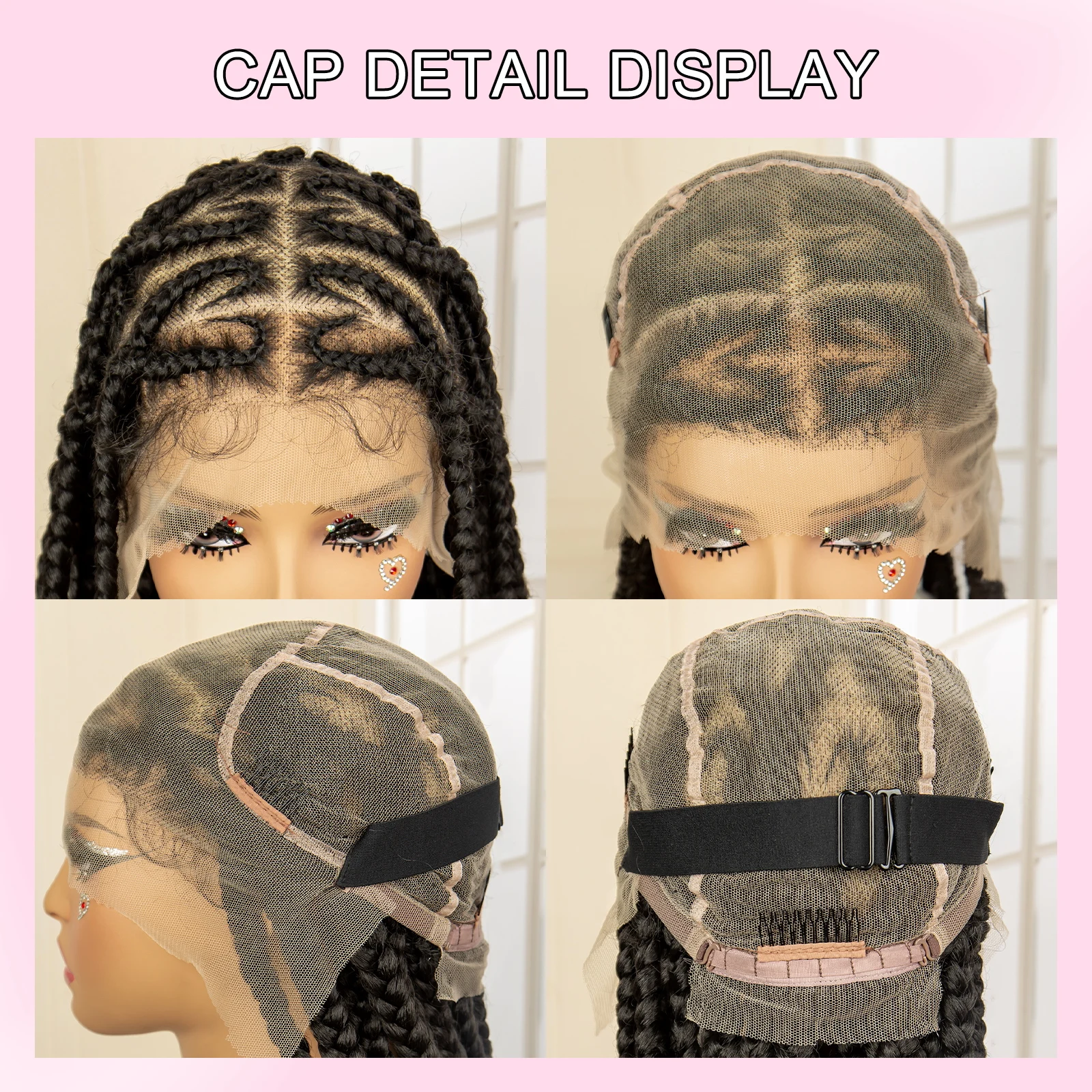 Afro Cornrow Braided Wigs Synthetic Full Lace Heart Knotless Braiding Wig for Black Women with Baby Hair Box Braids Wigs