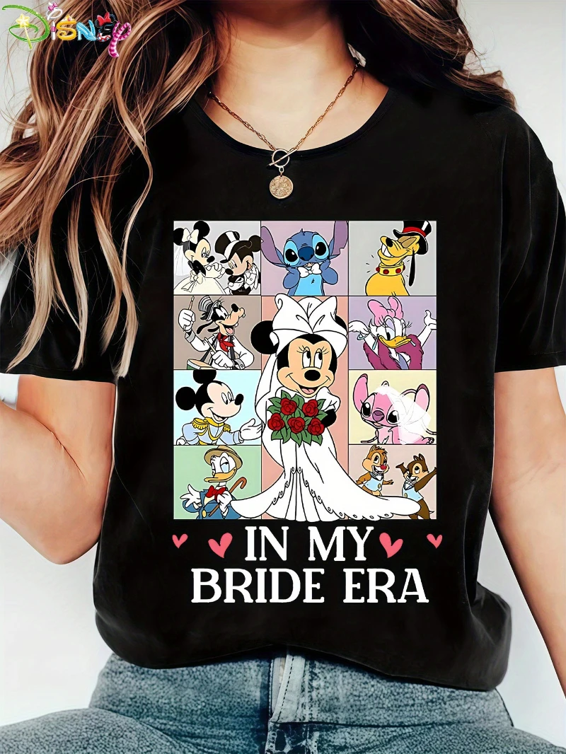 

Bridal Era Pattern T-shirt Casual Round Neck Spring/Summer Women's Fashion Loose Short Sleeve