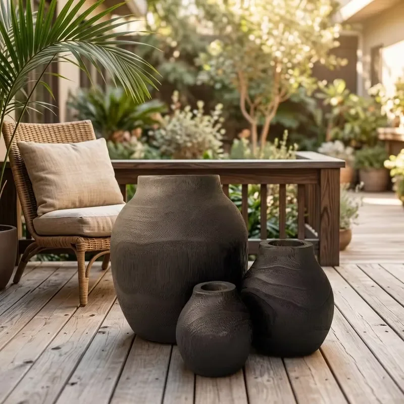 Modern Simple Bamboo Shaped Tall Wooden Vase Creative Flower Arrangement Decoration Home Accessories