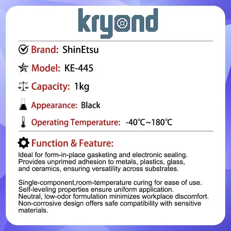 ShinEtsu KE-445-B 330 مل مانع التسرب الأسود معالجة السيليكون سريعة الجفاف