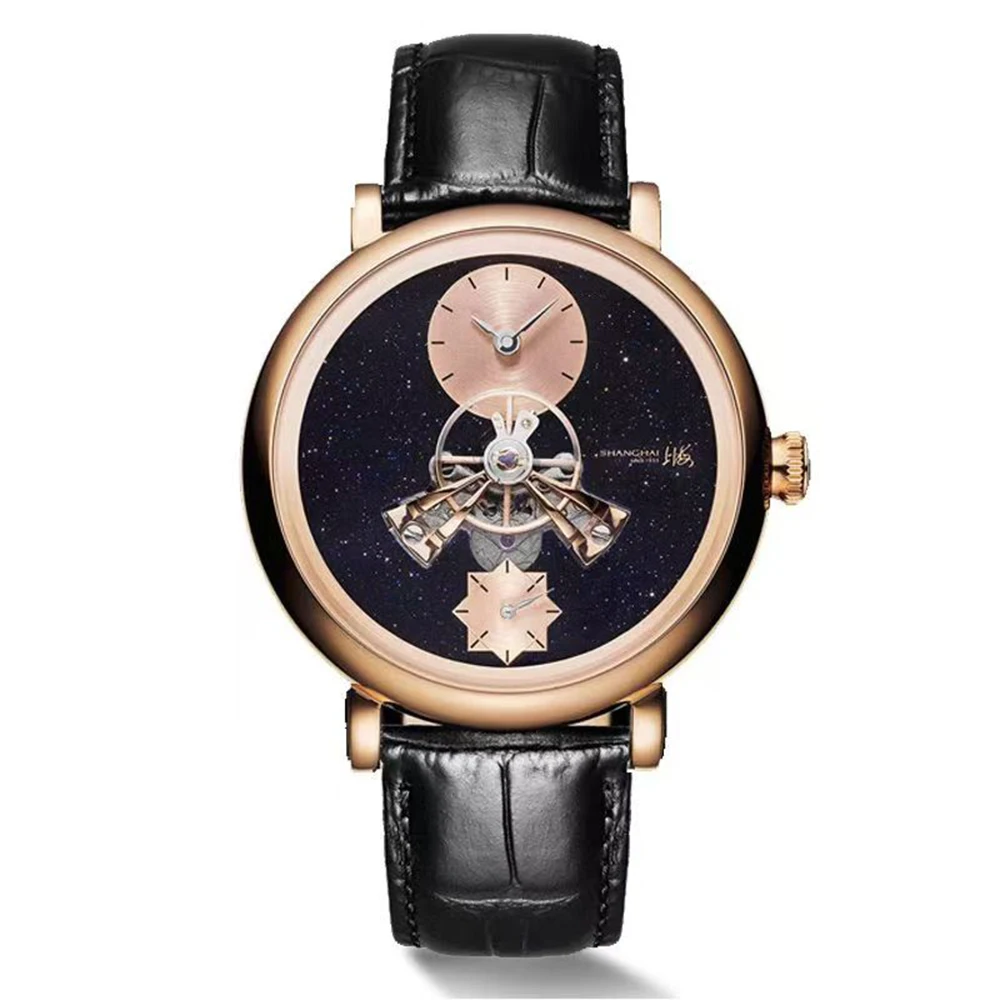 Shanghai Tourbillon Watch Men 43mm Luxury Automatic Watches Dome Sapphire Glass Man Mechanical Wristwatches Relojes Para Hombre