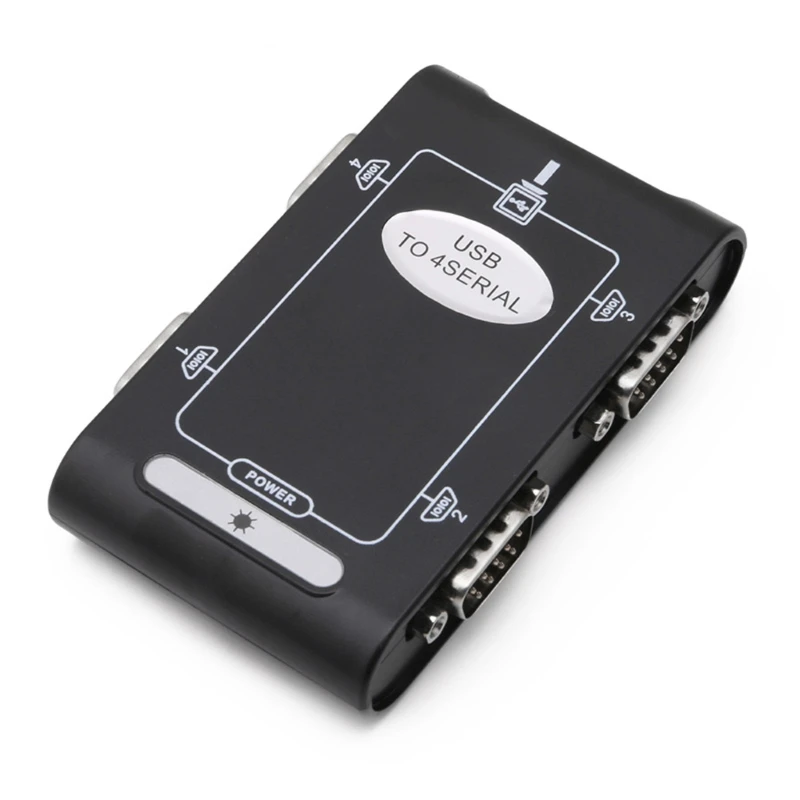 CPDD 9-Pin USB 2.0 auf 4 Ports RS232 Seriell DB9 COM Controller Anschlüsse Adapter Hub – Detail 8