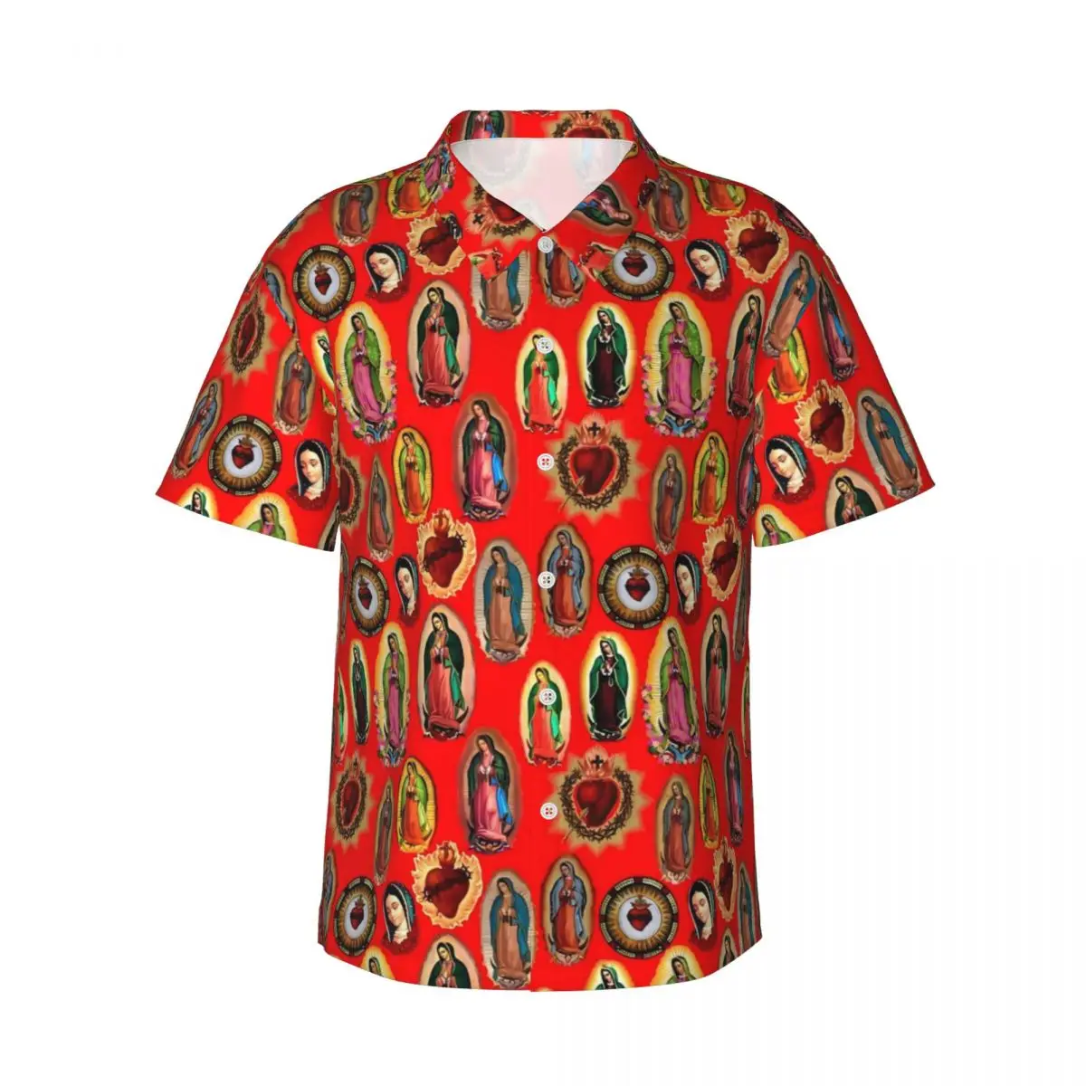 

Повседневная рубашка Девы Марии Богоматери Гваделупской, гавайские рубашки в стиле ретро, мужские рубашки с коротким рукавом для отпуска, дизайн Харадзюку, большие блузки