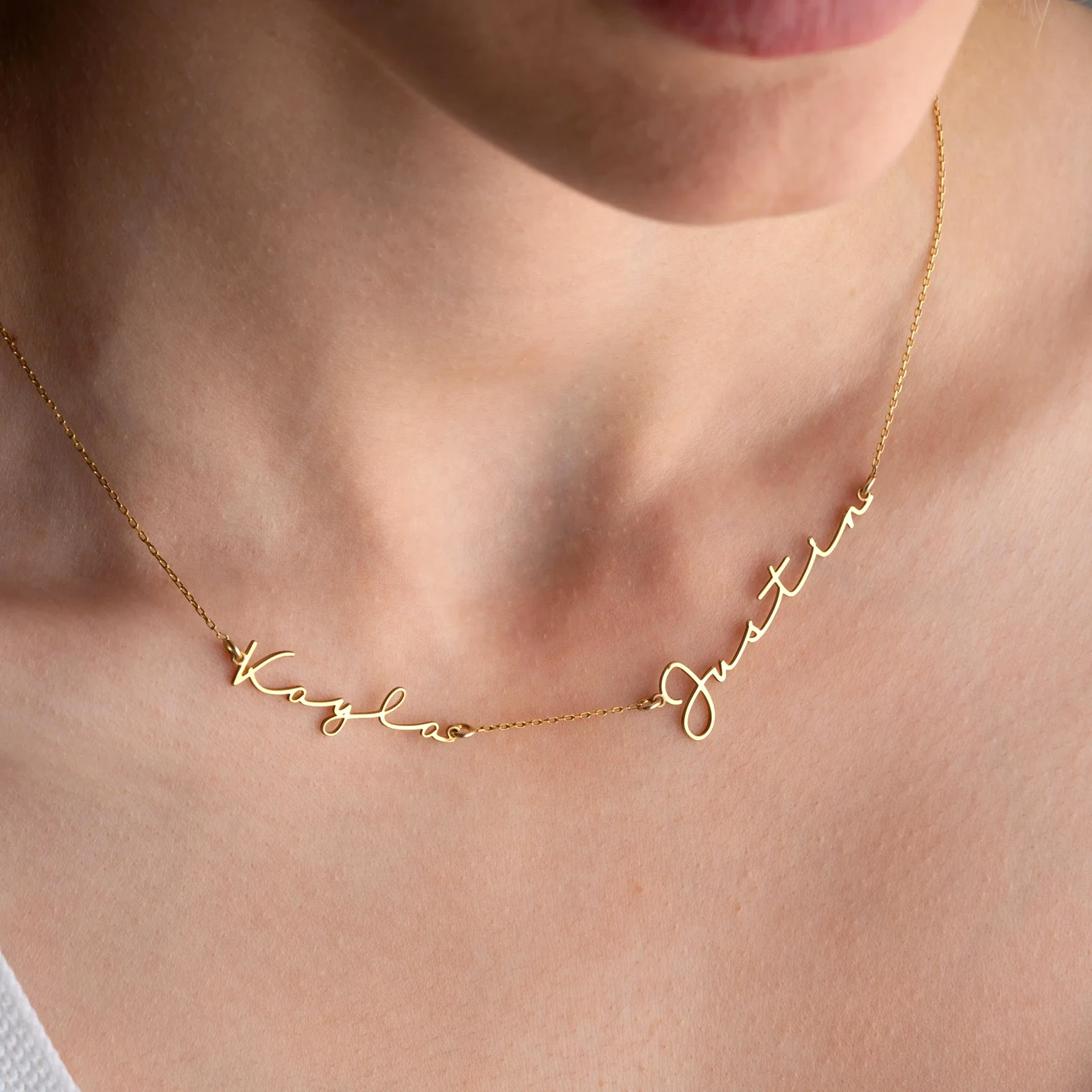 

Custom Two Names Necklaces For Women Stainless Steel Customized Necklace Pendant Personalized Neck Chain Jewelry Gift