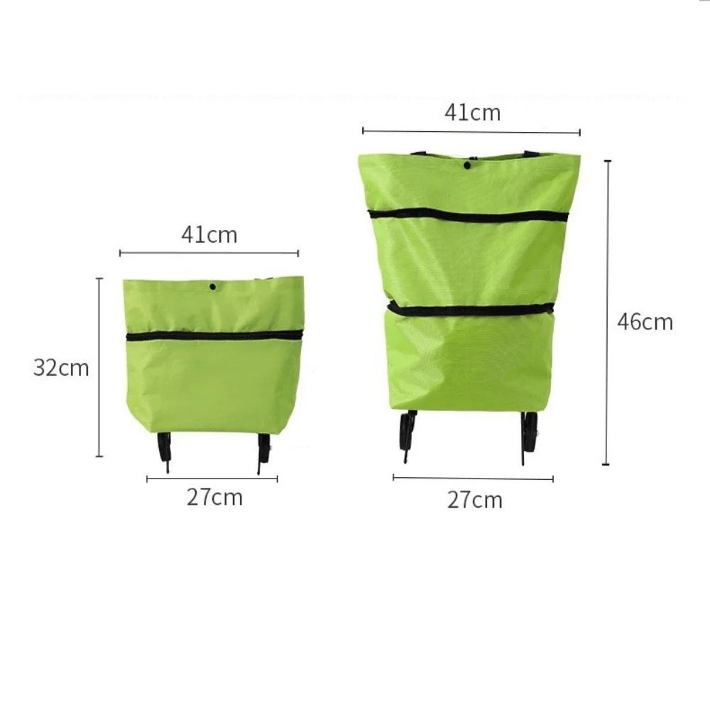 2 In 1 Foldable Rolling Shopping Trolley Waterproof Portable Handbag With Wheels Reusable Shopping Bag For Grocery Shopping - view 2