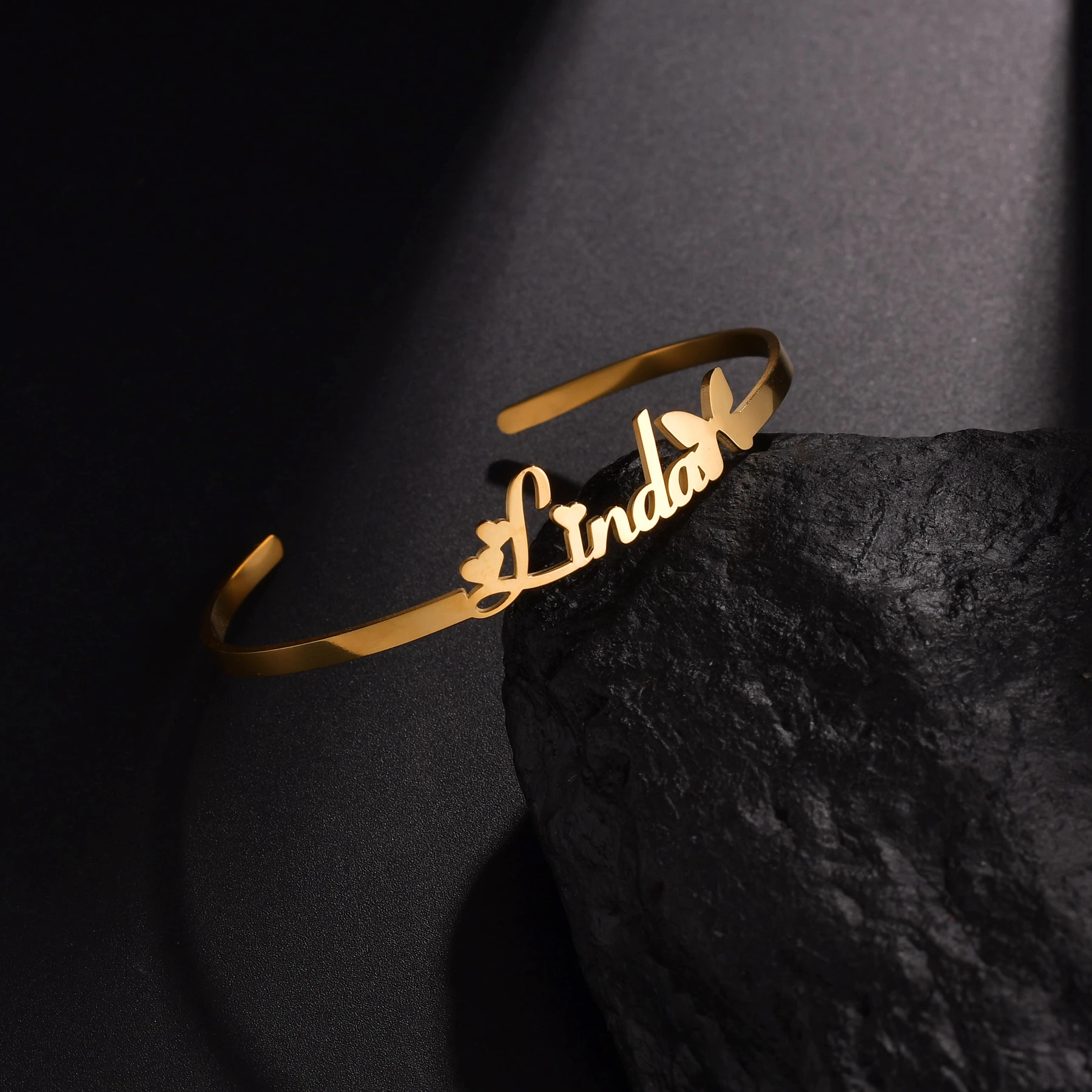 Nextvance Personalized Custom Name Bracelet For Women Stainless Steel Nameplate 3MM Cuff Open Bracelet Jewelry Christmas Gifts