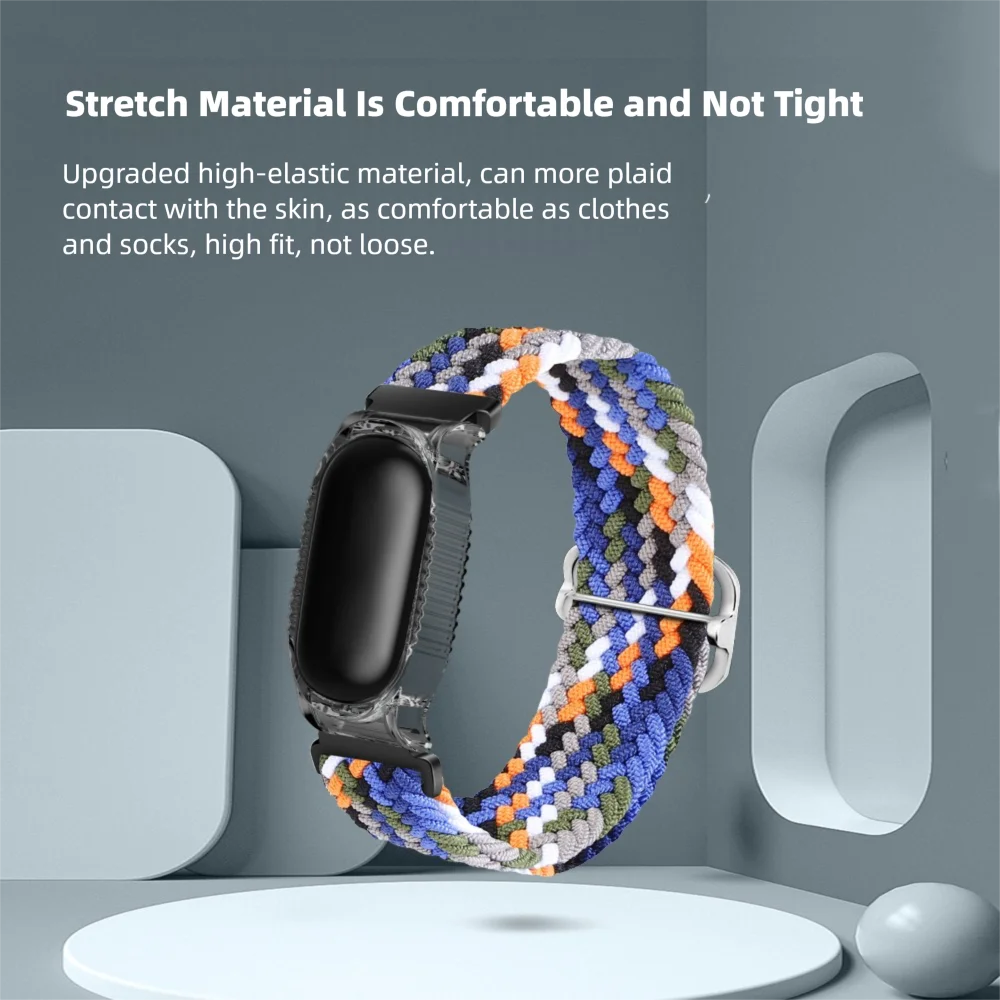 حزام ساعة مرن من النايلون لساعة Xiaomi Band 3/4/5/6/7/8 حافظة واقية سريعة الإصدار صديقة للبشرة بديلة معصمه