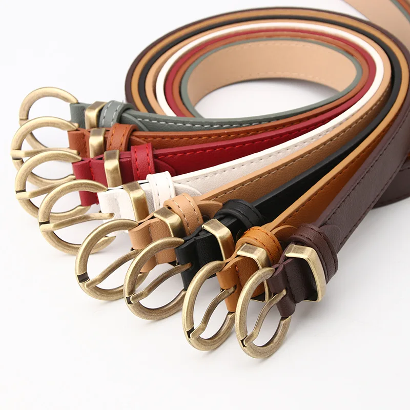 New PU Leather Women's Belt Vintage Gold Needle Buckle Belt Student Couple Jeans Luxury Girls Belt for Dress Fashion Versatile