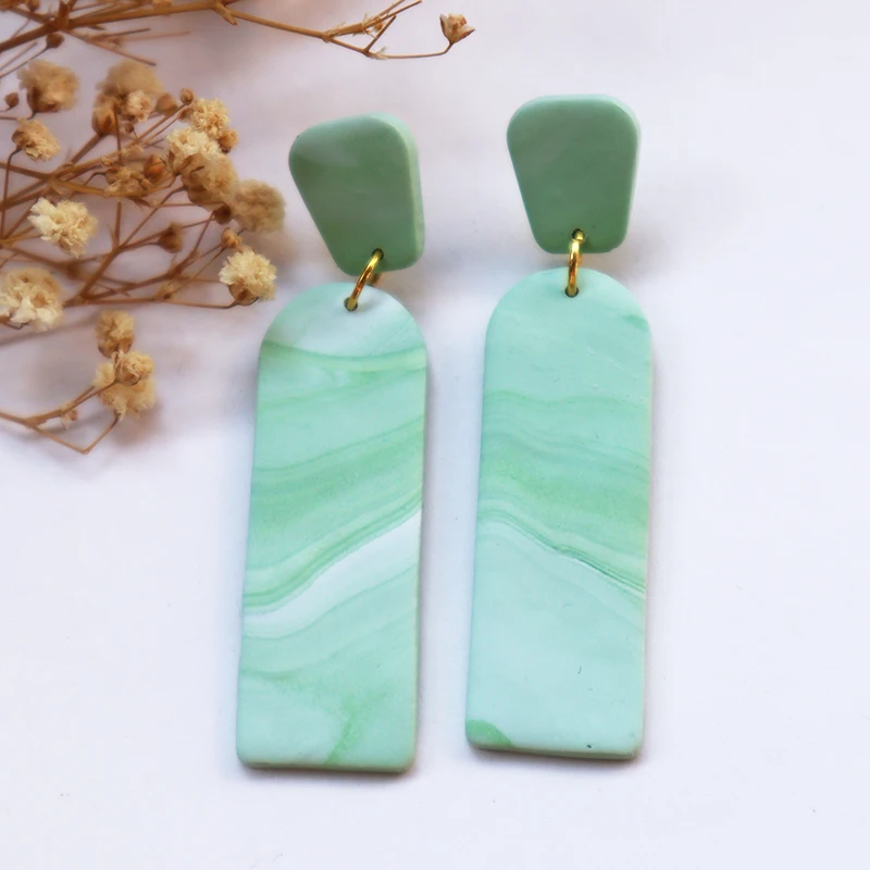 Engraving Flower Clay Dangle Earring Earrings for Women Girls 2025 New Handmade CLay Drop Earrings Jewelry Christmas Present