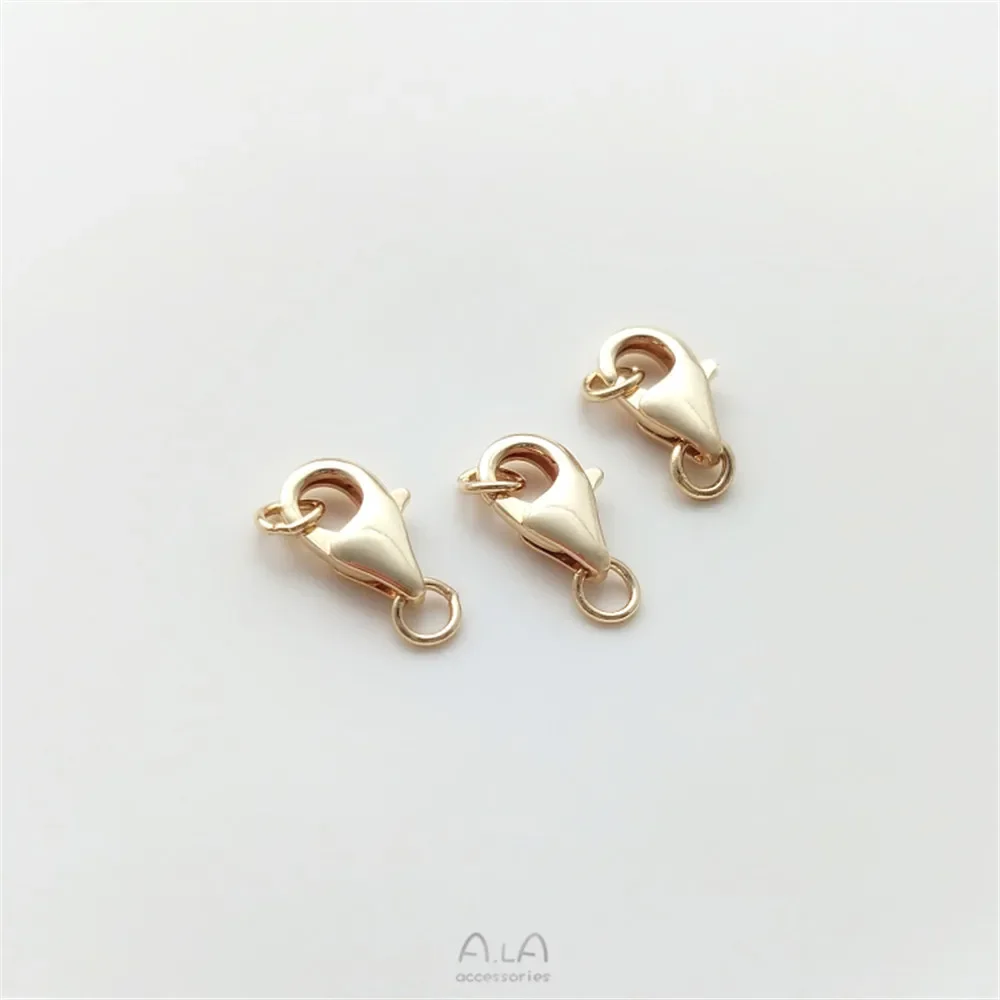 Anel de fechamento lagosta enrolado em ouro 14k, imitação de prata, fivela de mola, artesanal, pulseira, colar, acessórios de fivela de fechamento