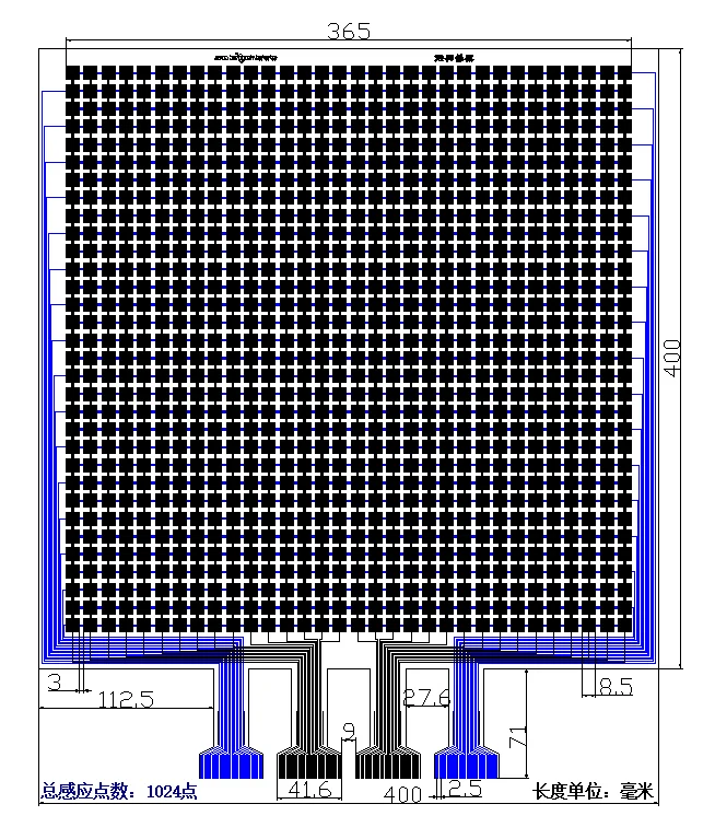 Formato de RX-M3232L Besar terdistraibusi Sensor Tekanan película Tipis Fleksibel dan Sistem penguijiannya
