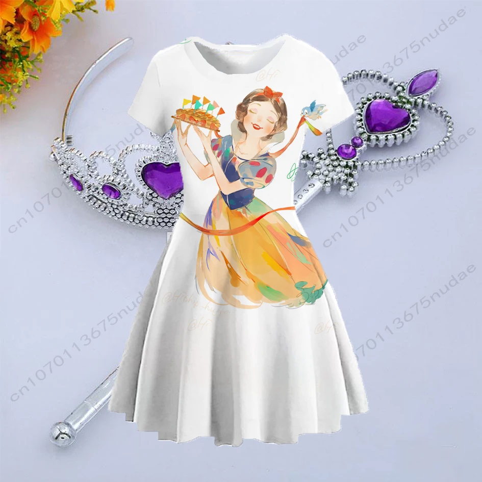 students Disney princess series print sweet first love gentle pleated skirt waist slimming high-end party princess skirt