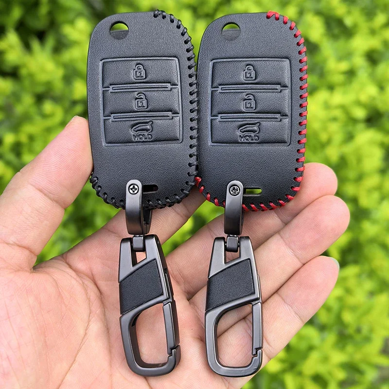 Capa de couro para chave de carro, capa para kia rio 3 k2 ceed cerato k3 k5 sorento sportage soul k4 picanto optima forte stinger