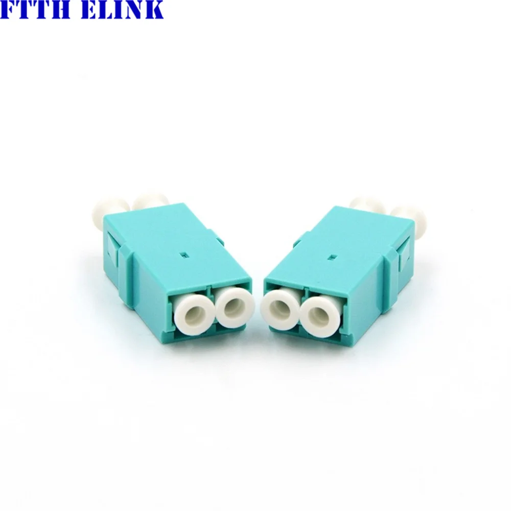 LC Adapter duplex quad flange plastsic clip SM OM3 MM flangeless optical fibre connector LC coupler SM IL 0.2dB FTTH ELINK 20pcs