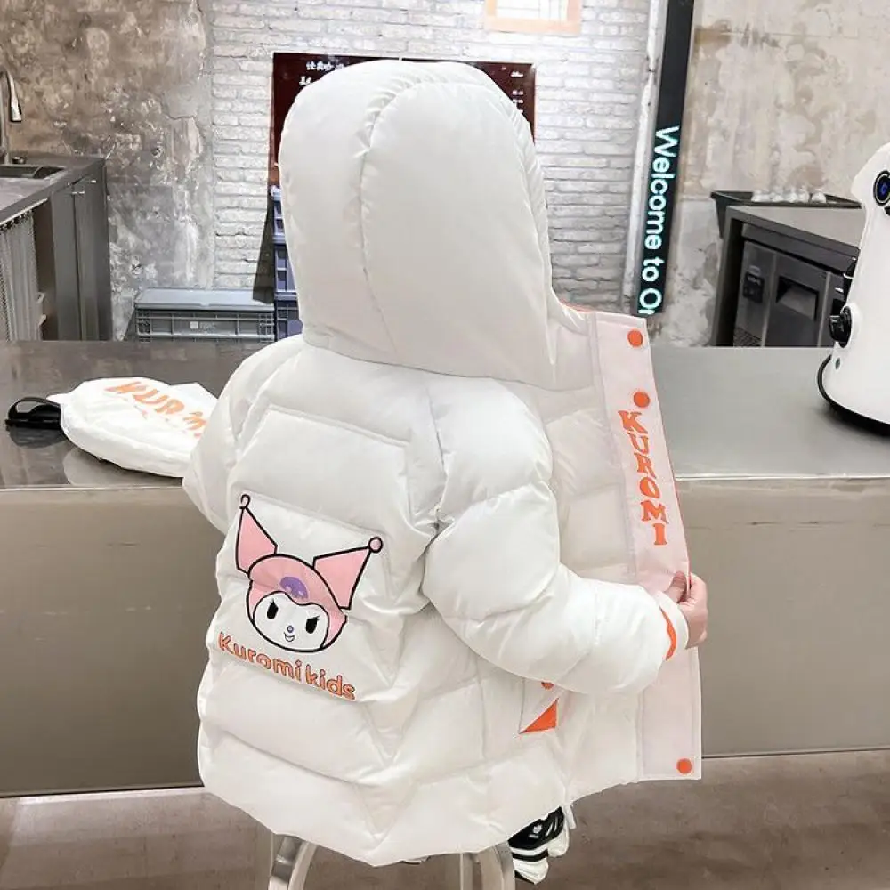 Sanrio Kuromi Girls Jacket Winter Keep Warm Parkas Coats Child Water Proof Hooded Outwear Fashion Overcoat Cartoon Windbreaker