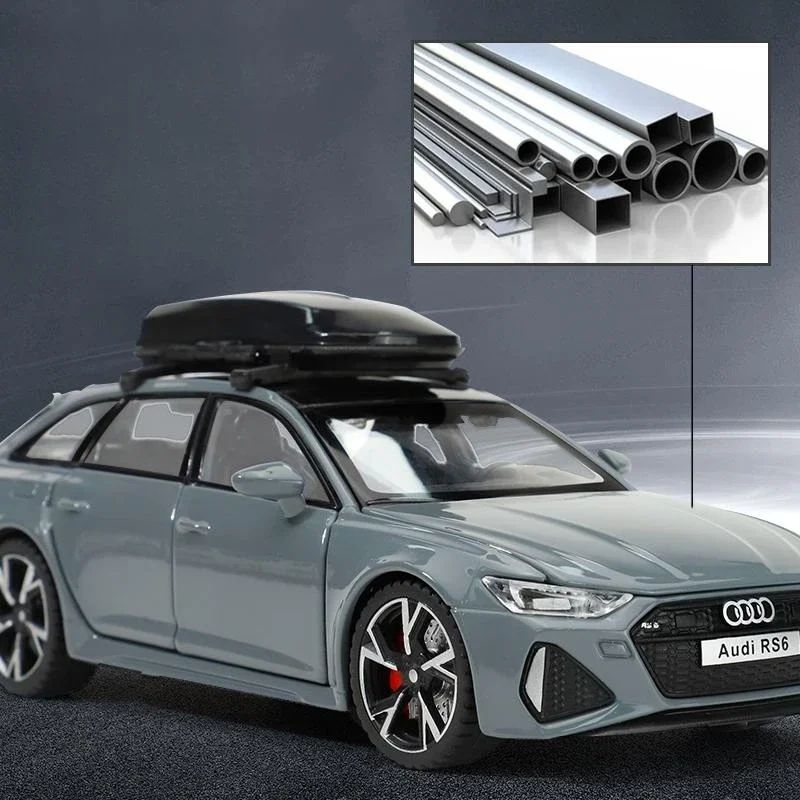 1:32 Audi Rs6 Trailer Rv Hoge Simulatie Diecast Metalen Legering Model Auto Geluid Licht Pull Back Collectie Kids Speelgoed Geschenken