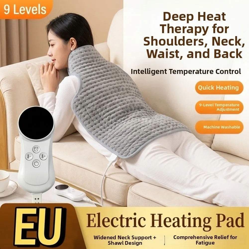 Gift 9 Levels Electric Heating Pad Adjustable Quickly Heating Physiotherapy Blanket Timed Washable Hot Compress Pad Shoulder