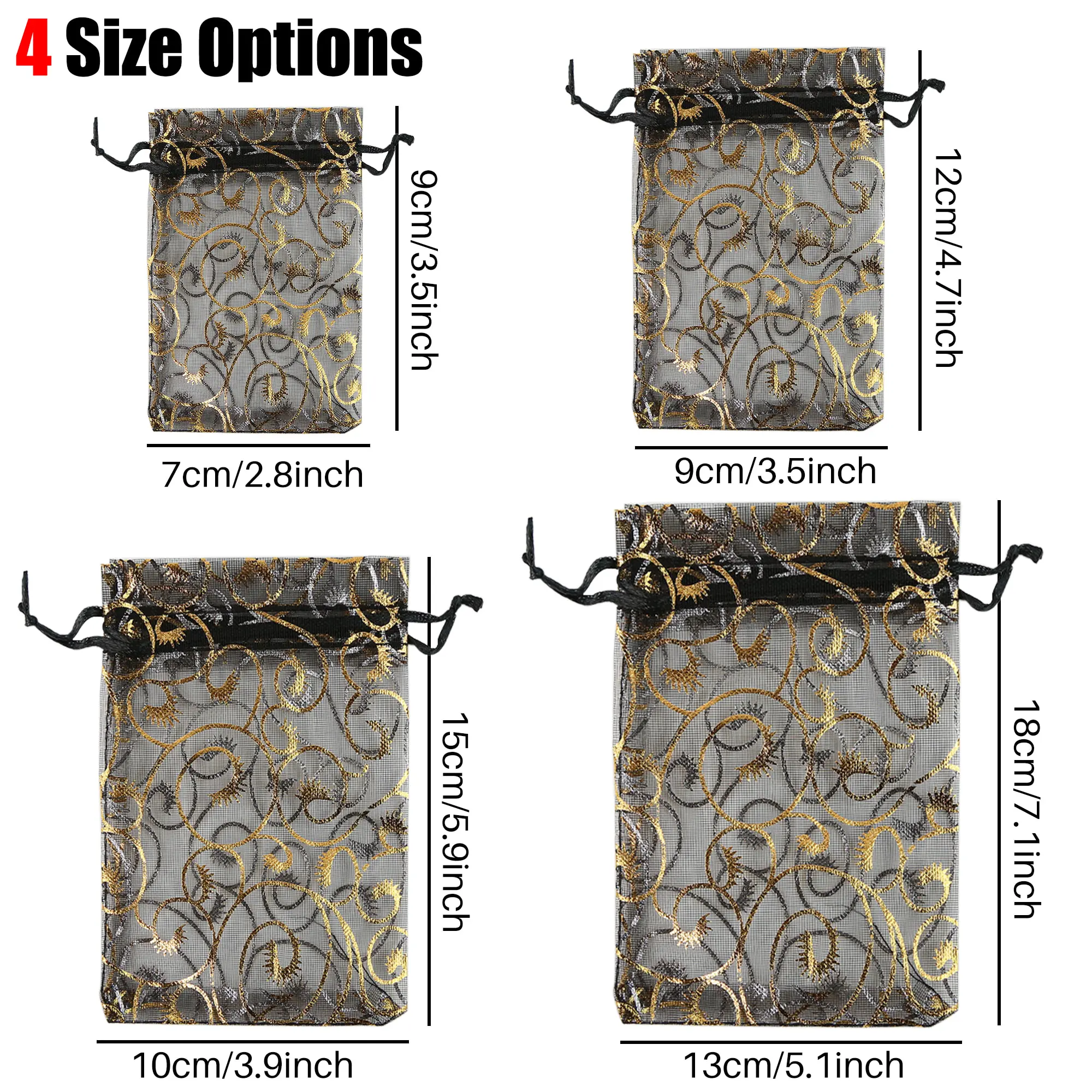 50 قطعة أكياس الأورجانزا رمش حقائب للهدايا أكياس شبكية صغيرة الحجم الرباط أكياس المجوهرات أكياس الهدايا الصغيرة لحقائب هدايا الزفاف