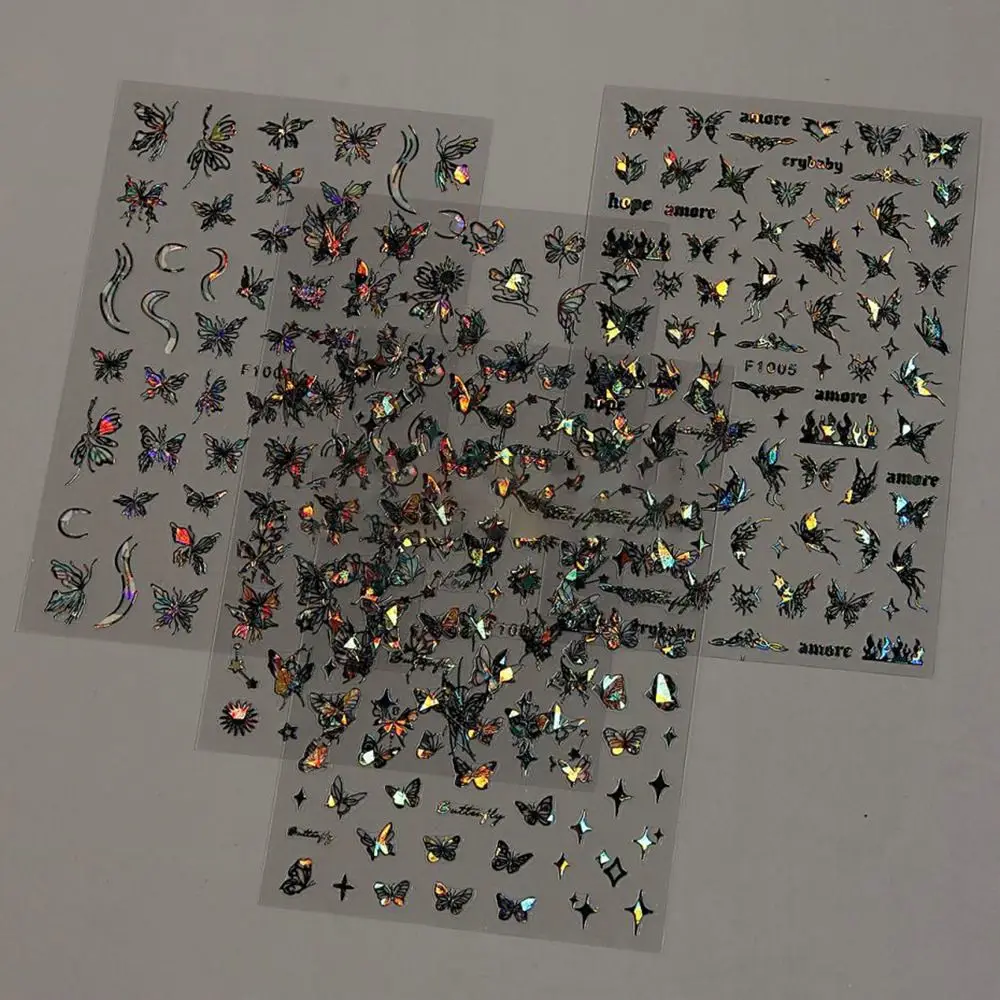 Adesivi per unghie laser a lunga durata Cursore adesivo brillante glitter Decorazione per nail art Y2K Decorazione per nail art Decalcomania per nail art