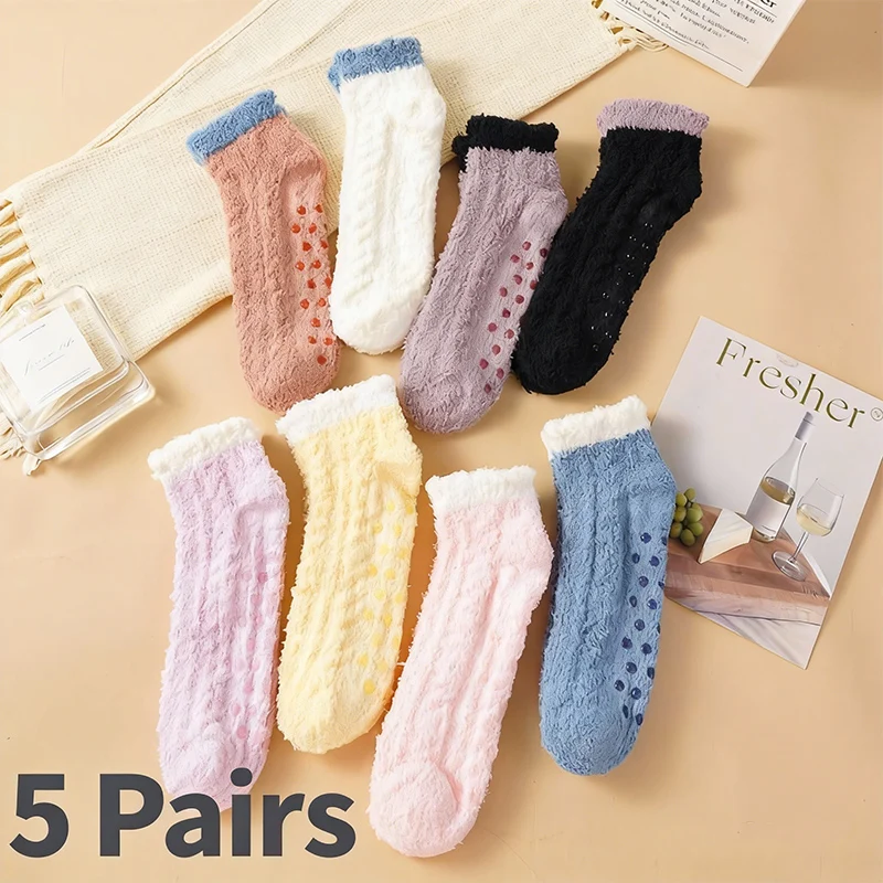 

Thickened Coral Fleece Socks for Women Medium Sleeve Comfort and Warmth Winter Socks Floor Socks