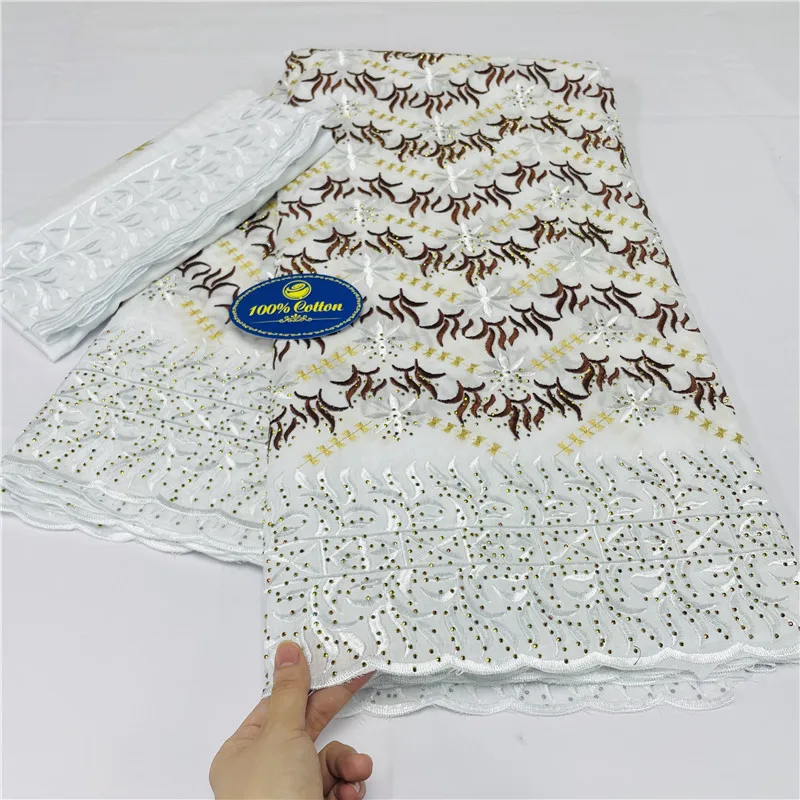 

5+2 yard with scarf heavy beaded embroidery African 100% cotton fabric Swiss voile lace popular Dubai style 29L8080102