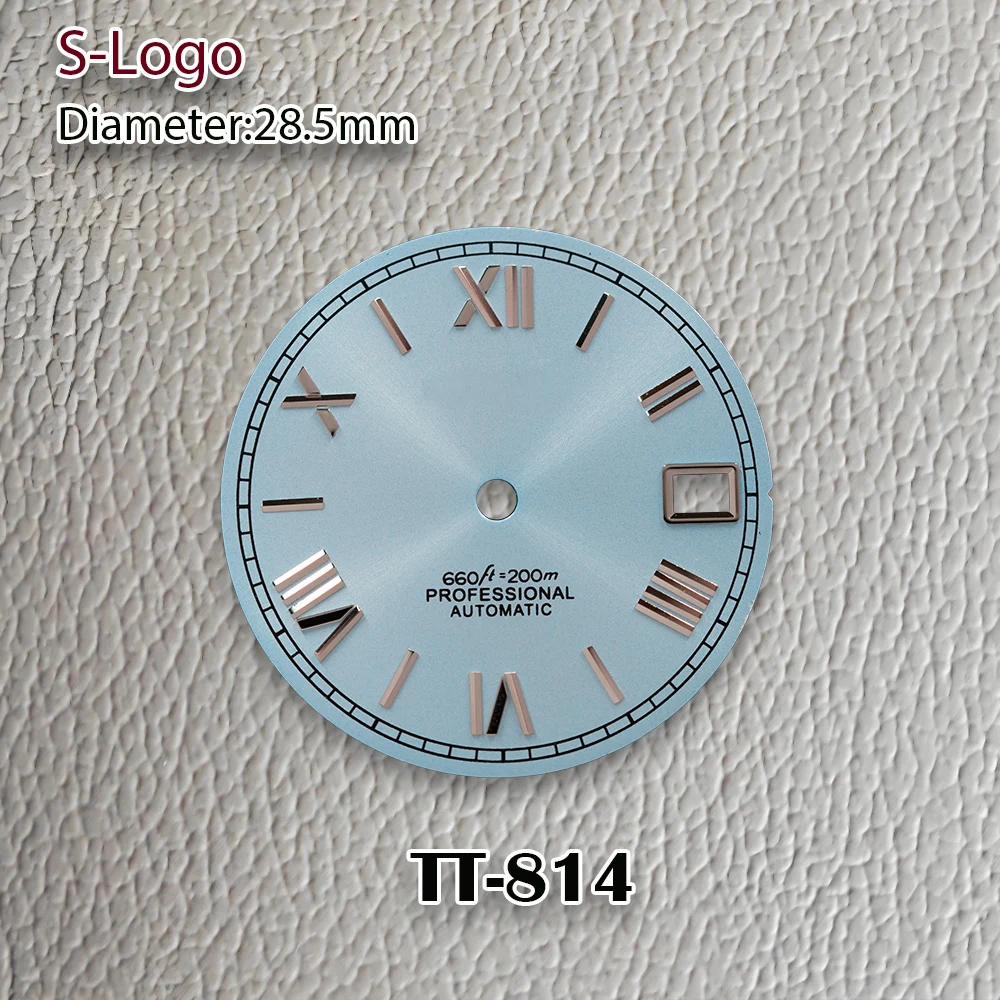 28.5 مللي متر S شعار NH35 الطلب T-iffany الهاتفي الأزرق الهاتفي صالح NH36 4R 7S حركة لا مضيئة ساعة عالية الجودة تعديل الملحقات