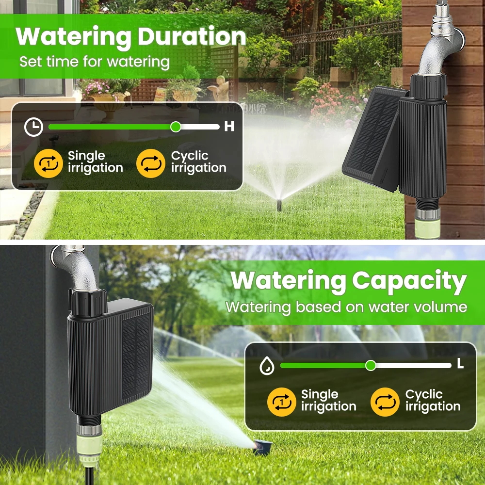Solar Smart Timer Water Valve WIFI Drip Irrigation Automatic Garden Plant Watering System IP65 48H Rain Delay Tuya Flow Recorder