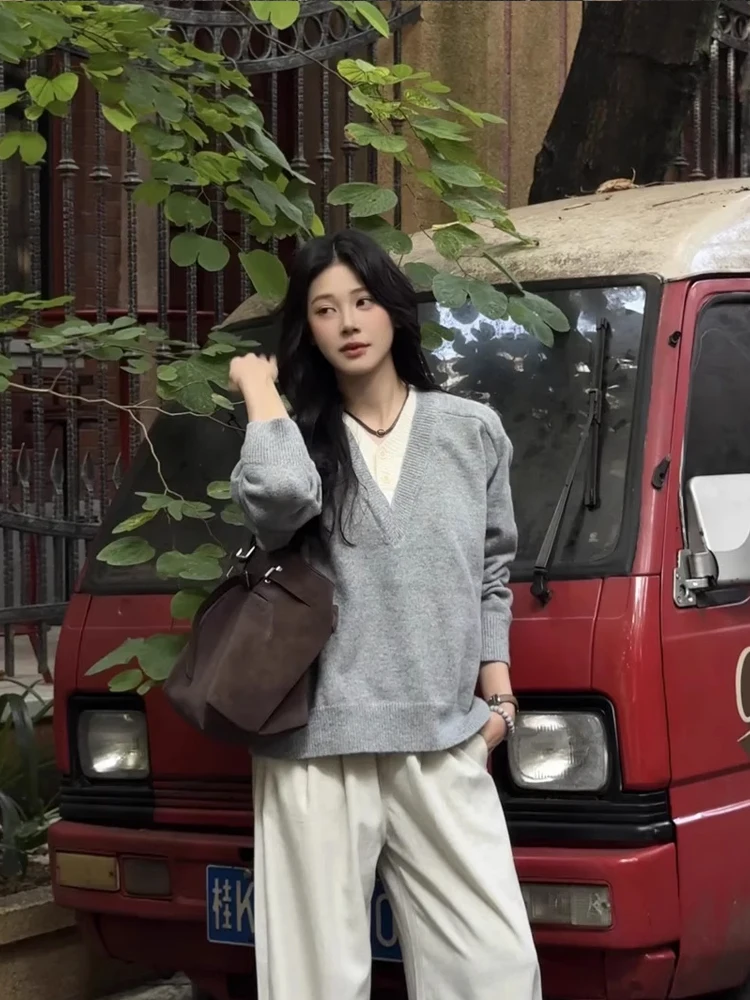 Thiened V-Ne tricots hommes automne hiver chaleur haute sensation Premium faux deux pièces lourd doux fibre de Polyester