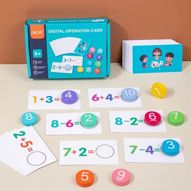 Math Toys Digital Card Montessori Wooden Addition Subtraction Teaching Aids Subtraction Operation Learning Logical Thinking