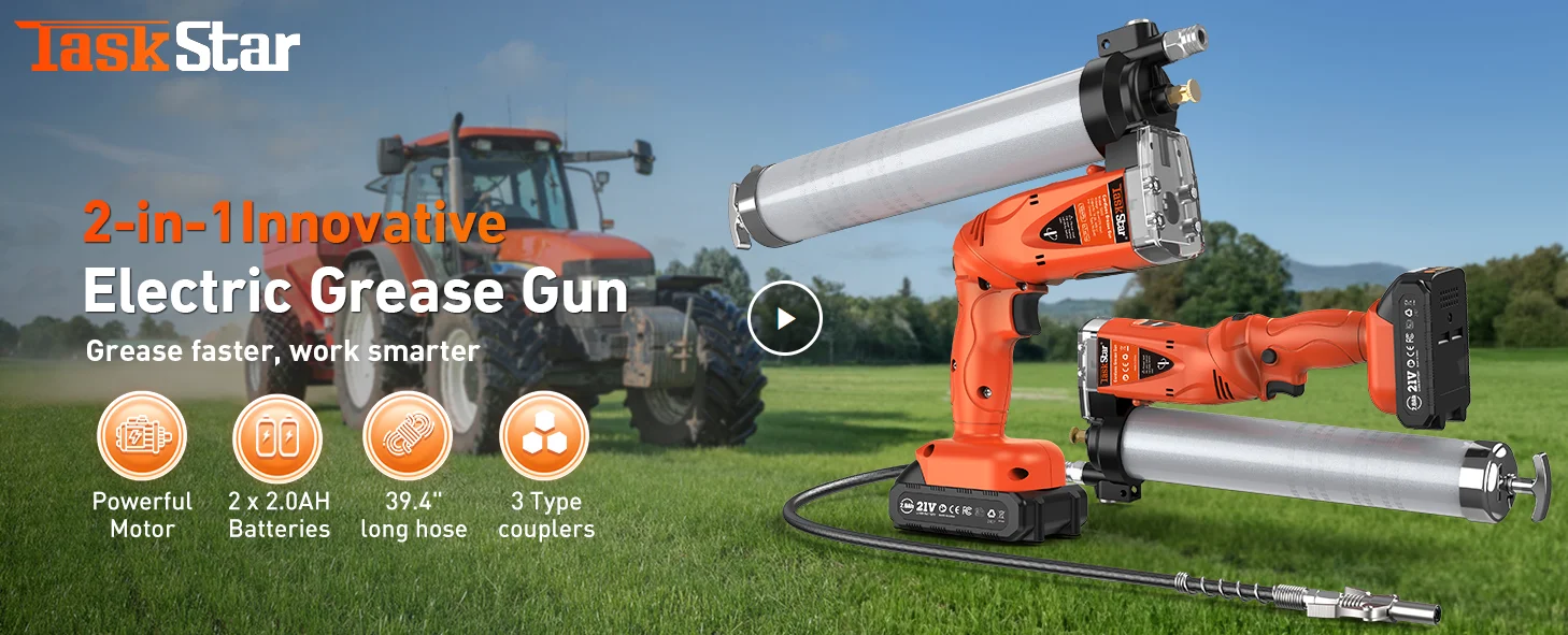 TaskStar 10000PSI Kabelloser Elektrischer Fettpresser 39,4 Zoll Schlauch Automatischer 2-in-1 Fettpresser für Landwirtschaft Werkstatt Schwere Maschinenwartung – Detail 2