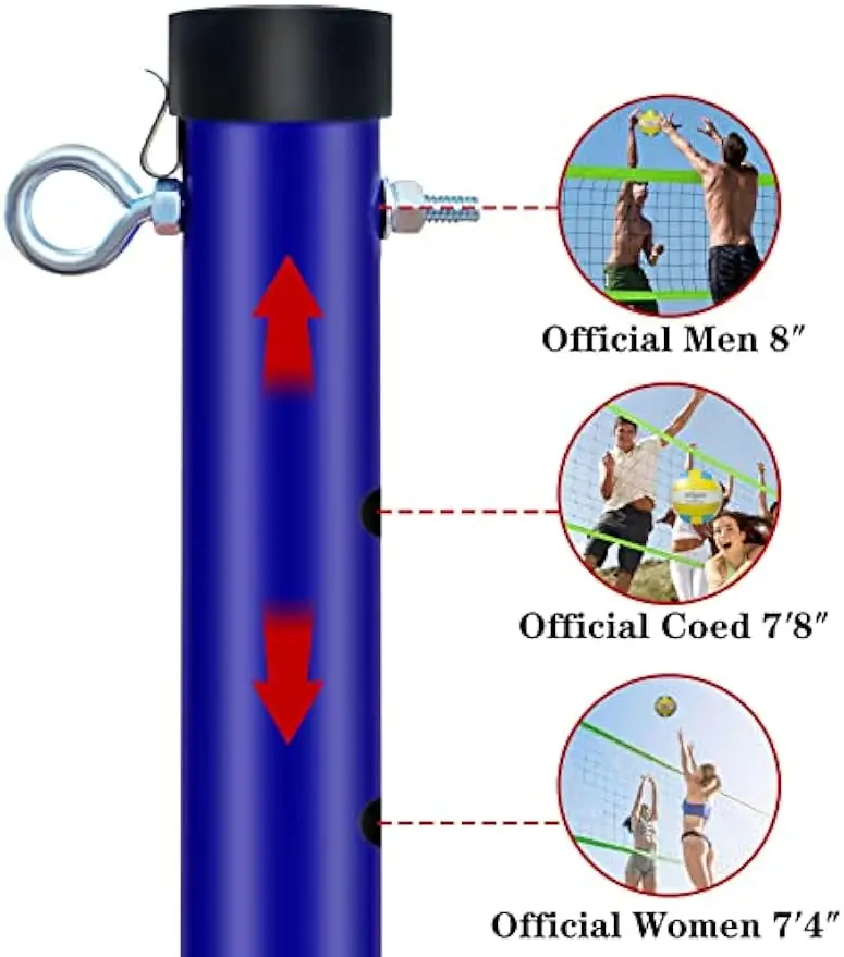 Adjustable Height Portable Volleyball Net System with Ball, Pump & Carry Bag for Outdoor Beach Backyard Games